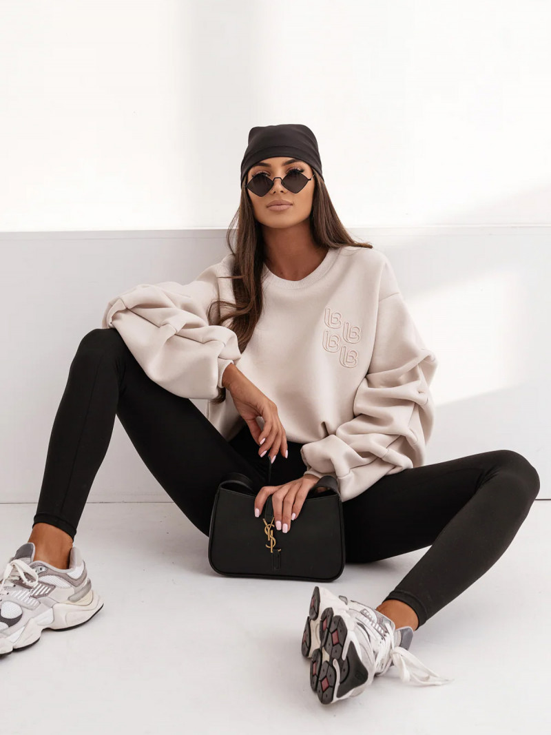 Bawełniana bluza dresowa oversize REMMA - beżowa