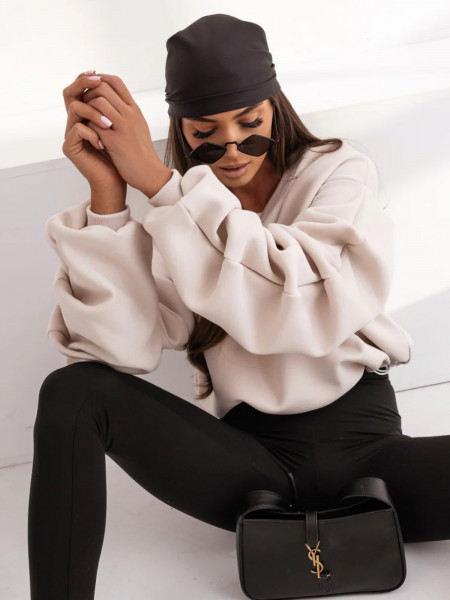 Bawełniana bluza dresowa oversize REMMA - beżowa 2