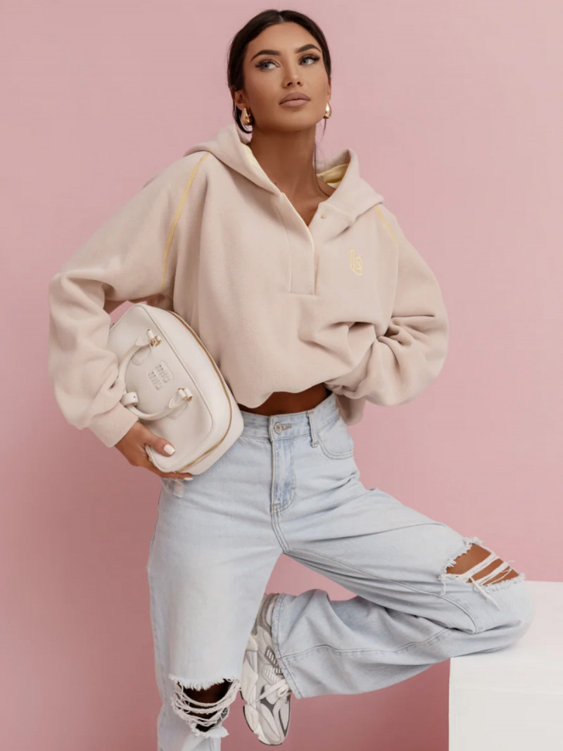 Polarowa bluza z kapturem SEYEN - beżowa