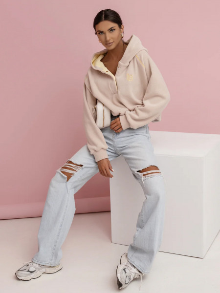 Polarowa bluza z kapturem SEYEN - beżowa