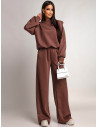 Komplet dresowy z szerokimi spodniami KIANO - czekoladowy