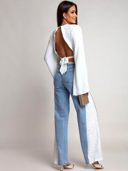 Stylowa bluzka z odkrytymi plecami LANILA - biała 2