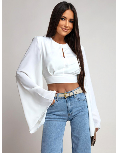 Stylowa bluzka z odkrytymi plecami LANILA - biała