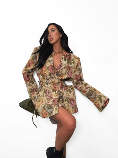 Żakardowa marynarka w kwiaty SERAFETTE - wzór 1 2