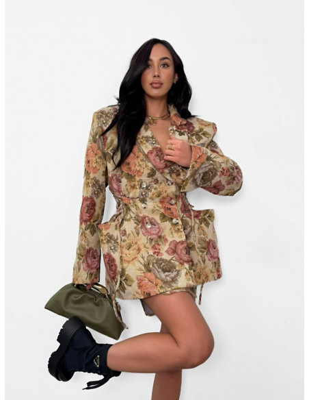 Żakardowa marynarka w kwiaty SERAFETTE - wzór 1