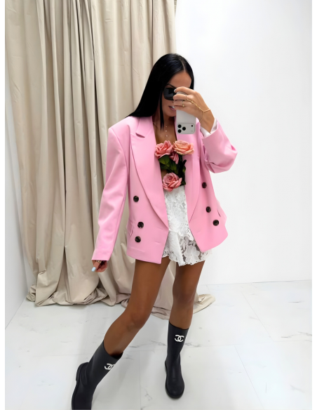 Marynarka oversize z wiskozy  FAYOLA - pudrowy róż