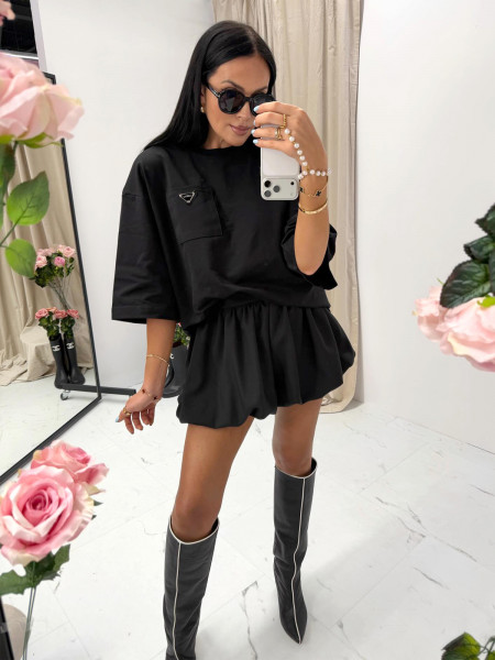 Stylowe spódnico-spodenki mini bombka ZORIA - czarne