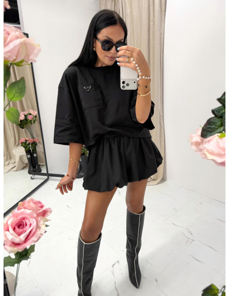 Stylowe spódnico-spodenki mini bombka ZORIA - czarne