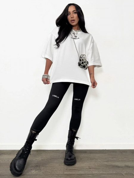 Elastyczne legginsy z haftowanym logo LEGRA - czarne