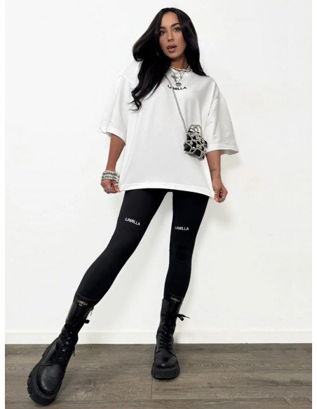 Elastyczne legginsy z haftowanym logo LEGRA - czarne