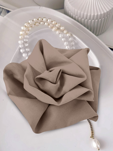 Broszka przypinana róża materiałowa - mocha mousse 2