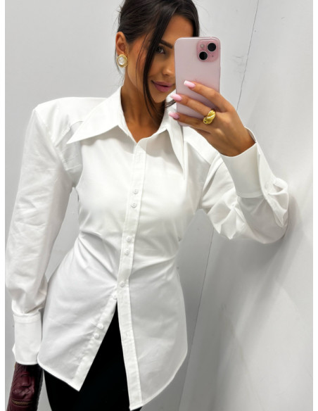 Elegancka bawełniana koszula z mankietami DAKARA - biała