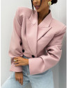 Elegancka krótka marynarka oversize KAMALU - brudny róż