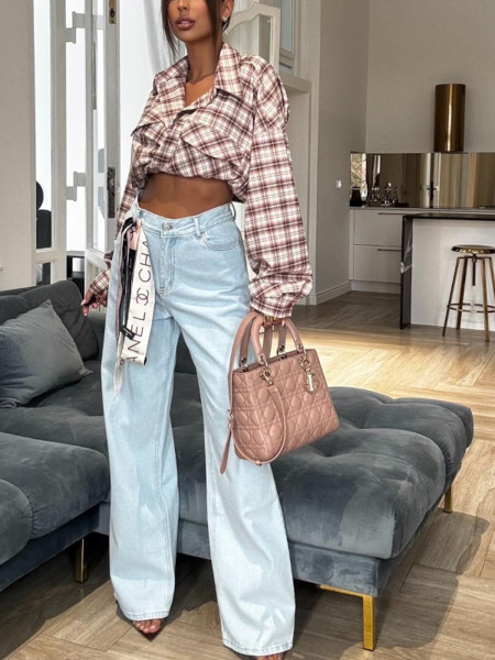 Spodnie jeansy z szerokimi nogawkami VIDAR - jasny jeans