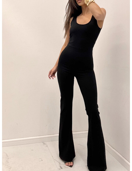 Dopasowany kombinezon z szerokimi nogawkami KASTOJA - czarny