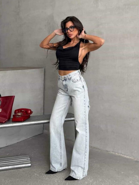 Proste jeansy z dziurami z tyłu RONAN - jeans