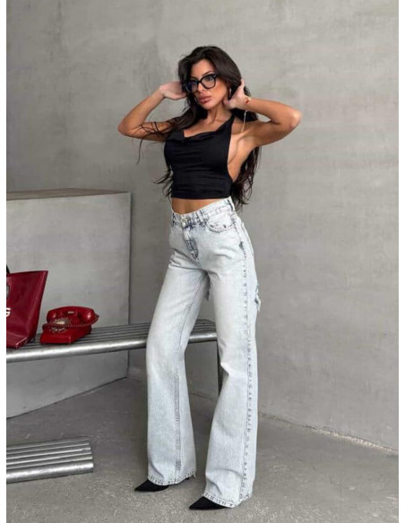 Proste jeansy z dziurami z tyłu RONAN - jeans