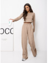 Komplet dzianinowy z szerokimi spodniami DANEB - cappuccino