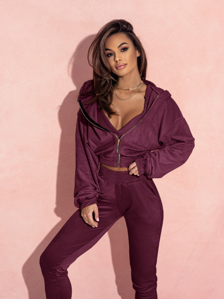 Welurowy komplet dresowy 3w1 LARS - bordowy