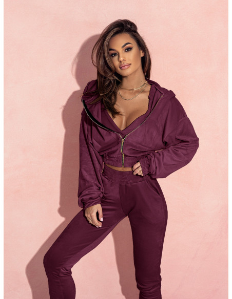 Welurowy komplet dresowy 3w1 LARS - bordowy