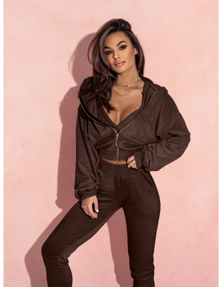 Welurowy komplet dresowy 3w1 LARS - czekoladowy