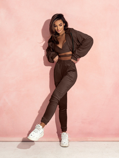 Welurowy komplet dresowy 3w1 LARS - czekoladowy 2