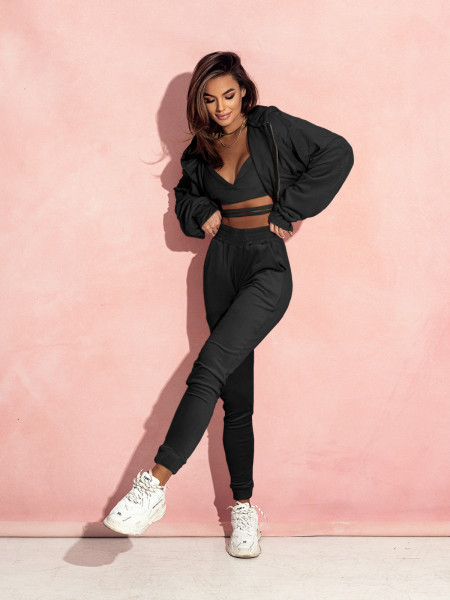 Welurowy komplet dresowy 3w1 LARS - czarny 2