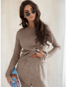 Komplet dzianinowy z szerokimi spodniami CELESTE - mocha mousse