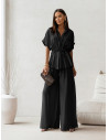Stylowy komplet z szerokimi spodniami VELENA - czarny