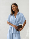 Stylowy komplet z szerokimi spodniami VELENA - błękitny