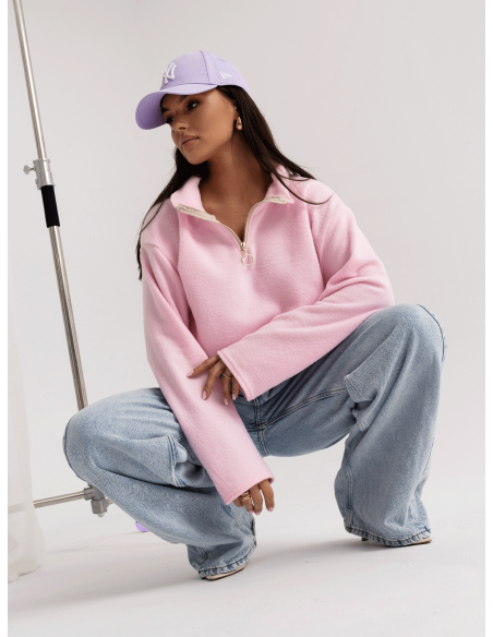 Stylowa polarowa bluza z kapturem MELITTA - pudrowy róż