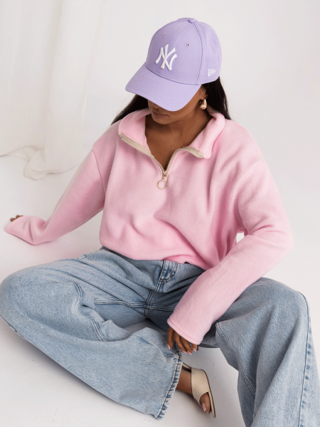 Stylowa polarowa bluza z kapturem MELITTA - pudrowy róż 2