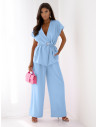 Komplet kamizelka i szerokie spodnie SHELLY - błękitny