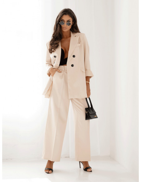 Stylowy garnitur marynarka i spodnie ULLA - beżowy