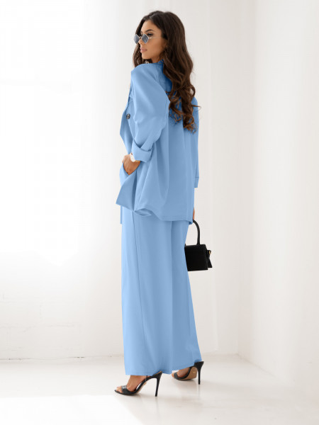 Stylowy garnitur marynarka i spodnie ULLA - błękitny 2