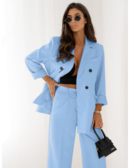 Stylowy garnitur marynarka i spodnie ULLA - błękitny