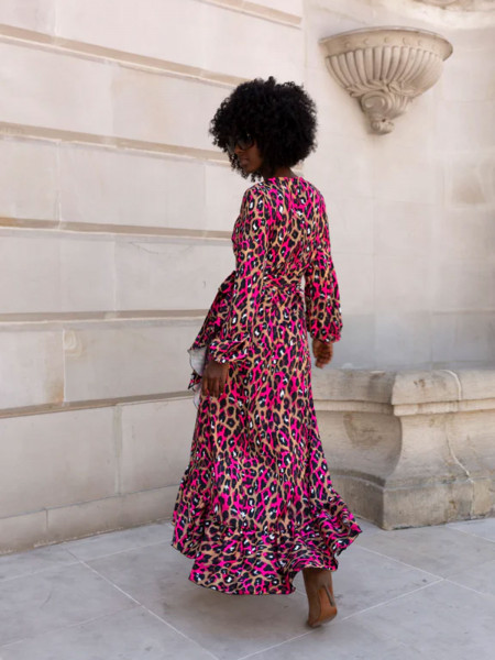 Przekładana sukienka maxi z wiskozy ELISANNE - panterka 2