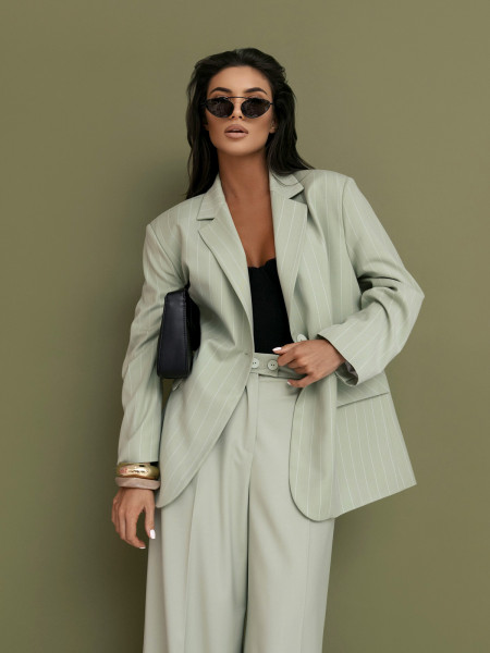 Eleganckie spodnie z kantem z wiskozy SALUBA - pistacjowe 2