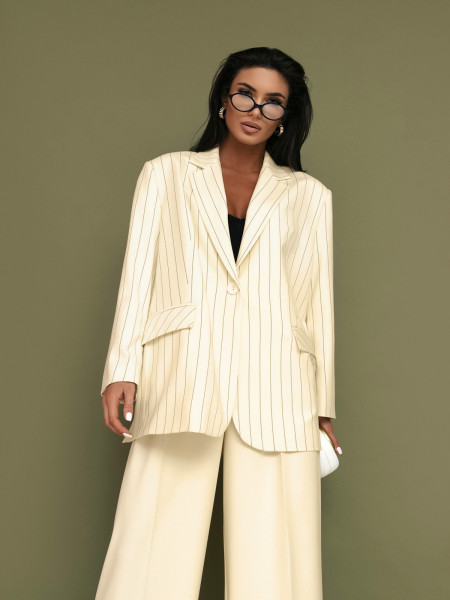 Eleganckie spodnie z kantem z wiskozy SALUBA - waniliowe 2