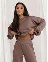 Masełkowy komplet z szerokimi spodniami POSY - mocha mousse