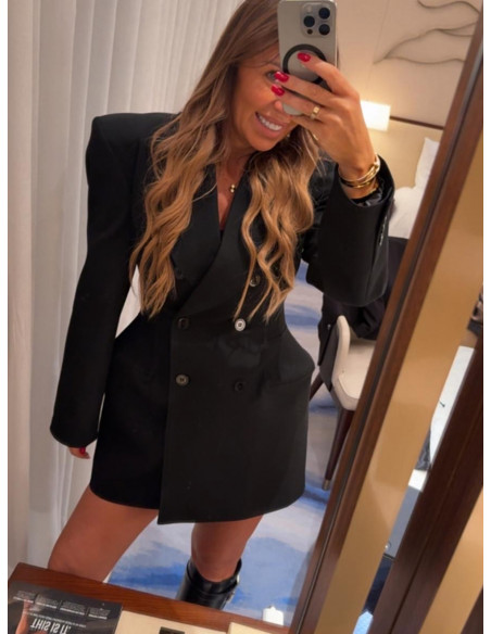 Elegancka marynarko-sukienka z guzikami AYAZ - czarna