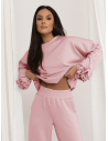 Masełkowy komplet z szerokimi spodniami POSY - pudrowy róż