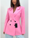 Taliowana marynarka z guzikami ROSABEL - pudrowy róż