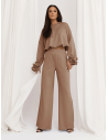Masełkowy komplet z szerokimi spodniami POSY - beżowy