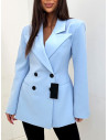 Taliowana marynarka z guzikami ROSABEL - błękitna