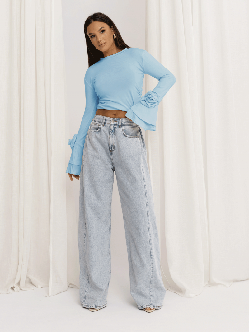 Wiskozowa bluzka z szerokimi rękawami...