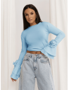 Wiskozowa bluzka z szerokimi rękawami REINE - błękitna