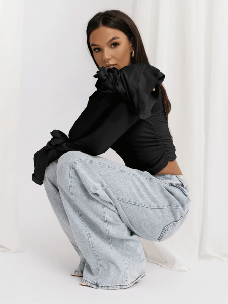 Wiskozowa bluzka z szerokimi rękawami REINE - czarna 2