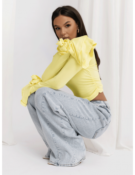 Wiskozowa bluzka z szerokimi rękawami REINE - cytrynowa