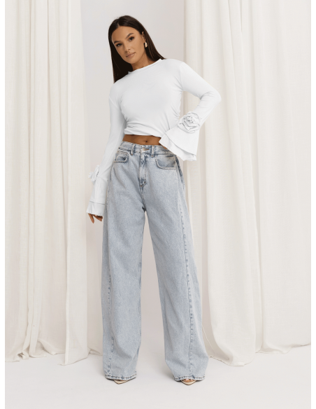 Wiskozowa bluzka z szerokimi rękawami REINE - biała